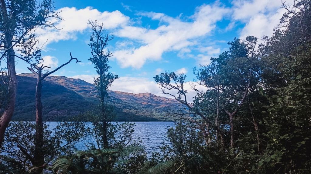 výhľad na kopce a Loch Lomond