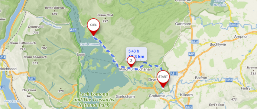 mapa Drymen - Sallochy Camp