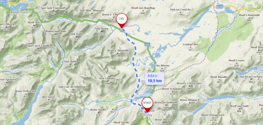 Bridge of Orchy - Kingshouse mapa